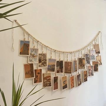 Wooden Bead Photo Display Decor