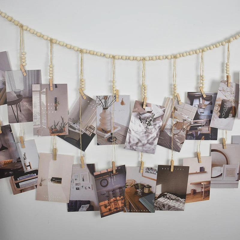 Wooden Bead Photo Display Decor